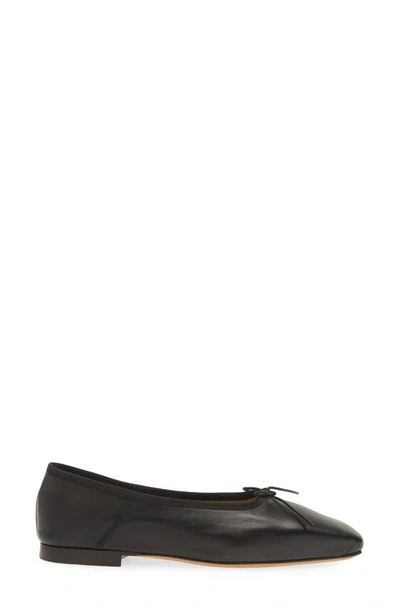 Shop Mansur Gavriel Square Toe Ballerina Flat In Black