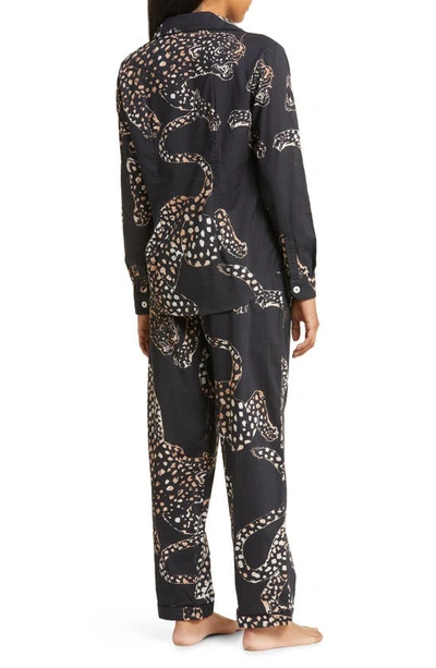 Shop Desmond & Dempsey Long Sleeve Cotton Pajamas In Jag Navy