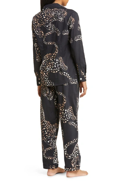 Desmond & Dempsey Long Sleeve Cotton Pajamas In Jag Navy