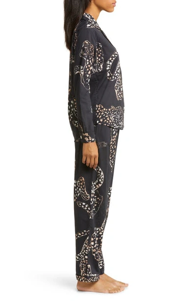 Desmond & Dempsey Long Sleeve Cotton Pajamas In Jag Navy