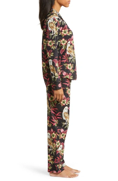 Shop Desmond & Dempsey Long Sleeve Cotton Pajamas In Owl Pink