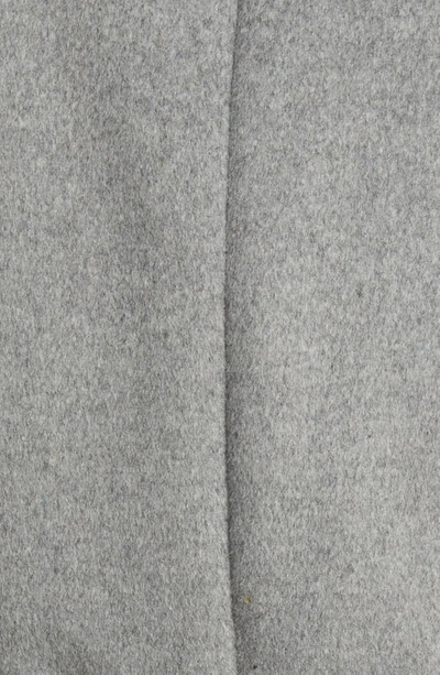 Via Spiga Wool Blend Belted Coat With Faux Fur Trim In Heather Grey