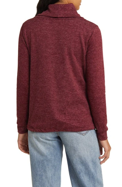 Shop Loveappella Cowl Neck Knit Top In Burgundy