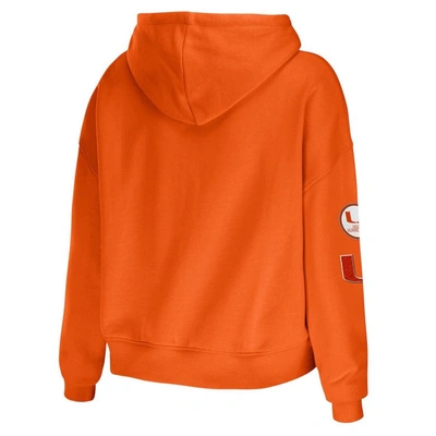 Shop Wear By Erin Andrews Orange Miami Hurricanes Mixed Media Cropped Pullover Hoodie