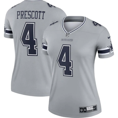 Shop Nike Dak Prescott Gray Dallas Cowboys Inverted Legend Jersey