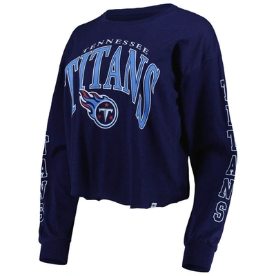 Shop 47 ' Navy Tennessee Titans Skyler Parkway Cropped Long Sleeve T-shirt