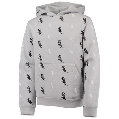 Shop Stitches Youth  Heathered Gray Chicago White Sox Allover Print Pullover Hoodie In Heather Gray