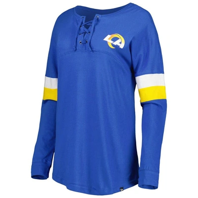 Shop New Era Royal Los Angeles Rams Athletic Varsity Lightweight Lace-up Long Sleeve T-shirt