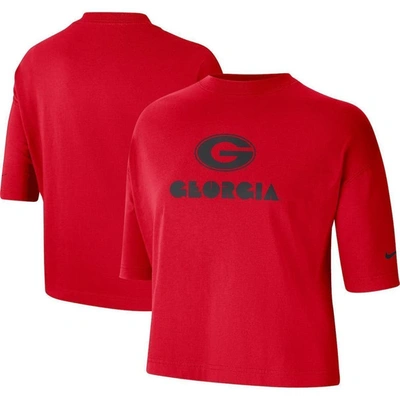 Shop Nike Red Georgia Bulldogs Crop Performance T-shirt