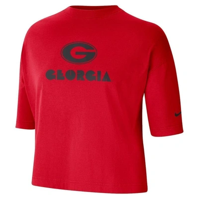 Shop Nike Red Georgia Bulldogs Crop Performance T-shirt