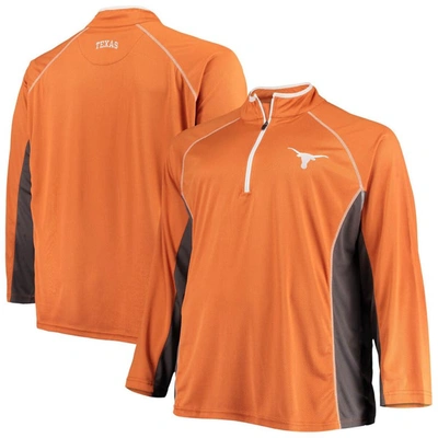 Shop Profile Texas Orange Texas Longhorns Big & Tall Textured Raglan Quarter-zip Jacket In Burnt Orange