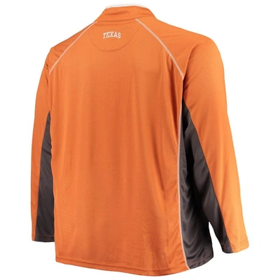 Shop Profile Texas Orange Texas Longhorns Big & Tall Textured Raglan Quarter-zip Jacket In Burnt Orange