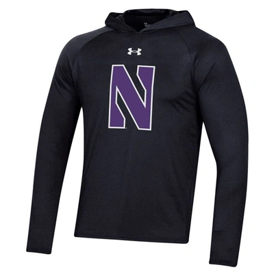 Shop Under Armour Black Northwestern Wildcats School Logo Raglan Long Sleeve Hoodie Performance T-shirt