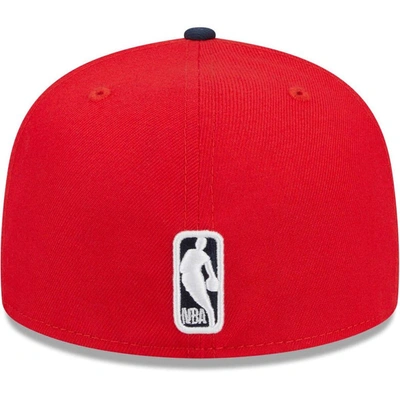 Shop New Era Red/navy Miami Heat 59fifty Fitted Hat
