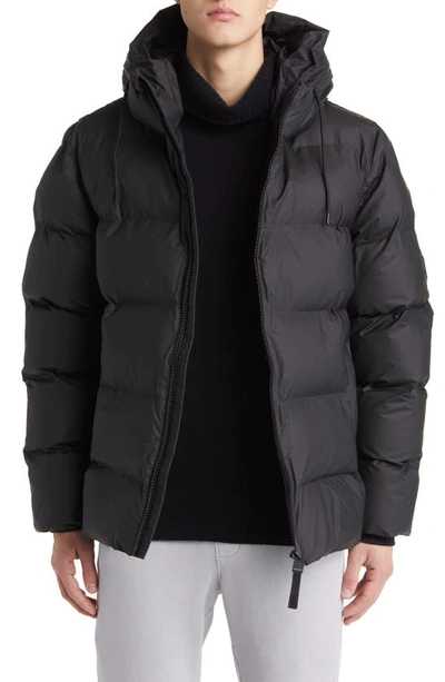 Rains Alta Waterproof Hooded Puffer Jacket In Black