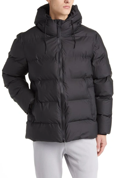 Rains Alta Waterproof Hooded Puffer Jacket In Black