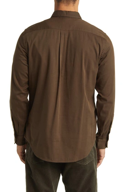 Shop Buck Mason Draped Twill Button-up Shirt In Brown Cider