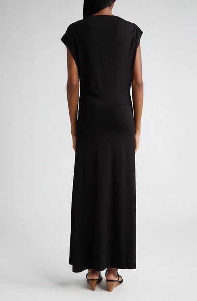 Shop Isabel Marant Étoile Naerys Ruched Jersey Maxi Dress In Black