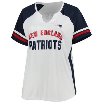 Shop Profile Mac Jones White New England Patriots Plus Size Notch Neck T-shirt