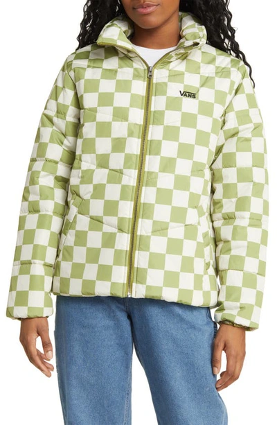 Shop Vans Foundry Checker Puffer Jacket In Green Olive