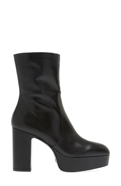 Shop Stuart Weitzman Lala Platform Zip Bootie In Black