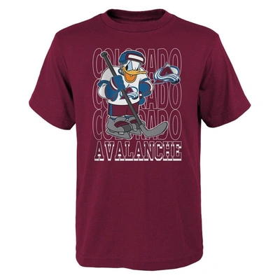 Shop Outerstuff Youth Burgundy Colorado Avalanche Disney Donald Duck Three-peat T-shirt