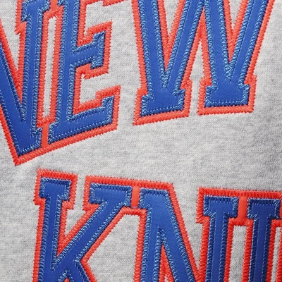 Shop Mitchell & Ness Patrick Ewing Heathered Gray New York Knicks Big & Tall Name & Number Pullover Hoodi In Heather Gray