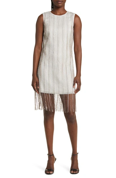Shop Topshop Embellished Fringe Sheath Dress In Ivory