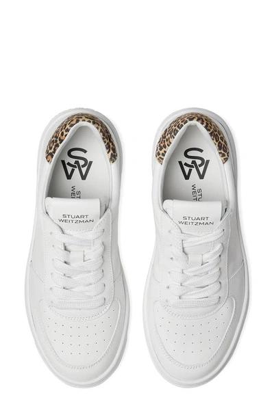 Stuart Weitzman Courtside Sneaker In White/ Leopard Leather