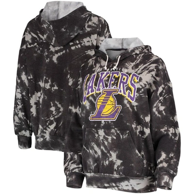 Shop Majestic Threads Black Los Angeles Lakers Burble Tie-dye Tri-blend Pullover Hoodie