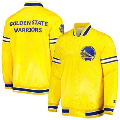 Shop Starter Gold Golden State Warriors Slider Satin Full-snap Varsity Jacket