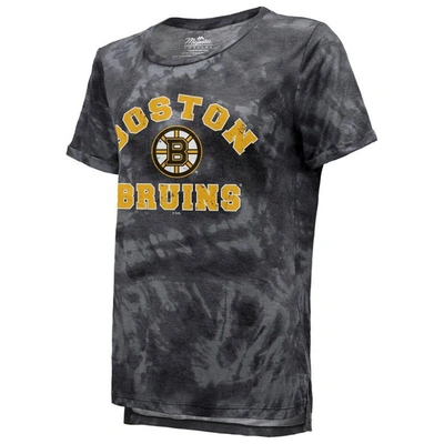 Shop Majestic Threads Black Boston Bruins Boyfriend Tie-dye Tri-blend T-shirt