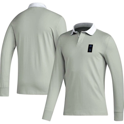 Shop Adidas Originals Adidas 2023 Player Gray San Jose Earthquakes Travel Long Sleeve Polo
