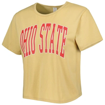 Shop Zoozatz Yellow Ohio State Buckeyes Core Fashion Cropped T-shirt