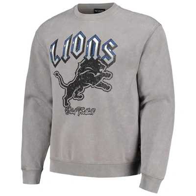Shop The Wild Collective Unisex  Gray Detroit Lions Distressed Pullover Sweatshirt
