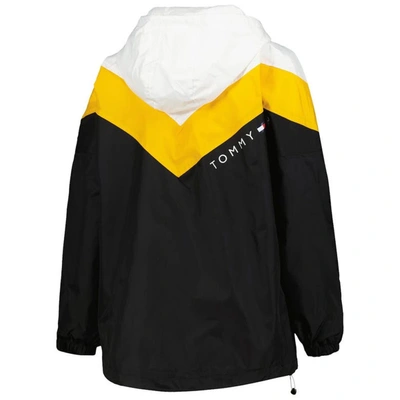 Shop Tommy Hilfiger White/gold Pittsburgh Steelers Staci Half-zip Hoodie Windbreaker Jacket