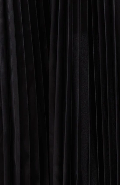Shop Junya Watanabe X Levi's® Mixed Media High-low Pleated Satin & Denim Midi Skirt In Gray X Black