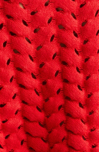 Alice And Olivia Allene Cropped Open-knit Jumper In Bright Ruby