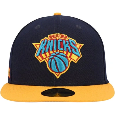 Shop New Era Navy/gold New York Knicks Midnight 59fifty Fitted Hat