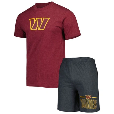 Shop Concepts Sport Burgundy/charcoal Washington Commanders Meter T-shirt & Shorts Sleep Set