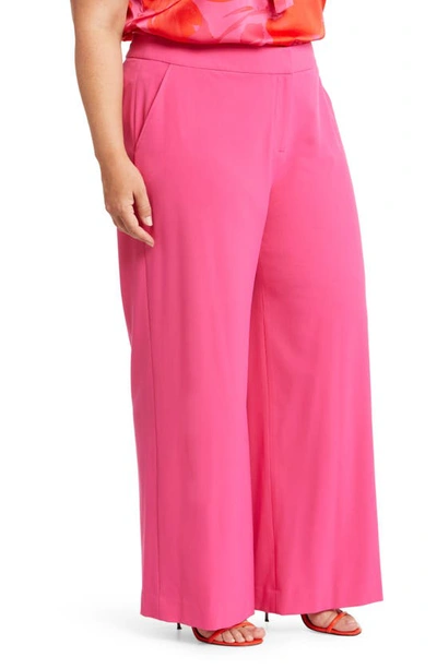Shop Tahari High Waist Wide Leg Pants In Hot Pink