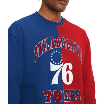 Shop Tommy Jeans Red/royal Philadelphia 76ers Keith Split Pullover Sweatshirt