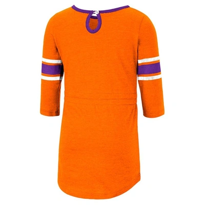 Shop Colosseum Girls Toddler  Heathered Orange Clemson Tigers Poppin Sleeve Stripe Dress In Heather Orange