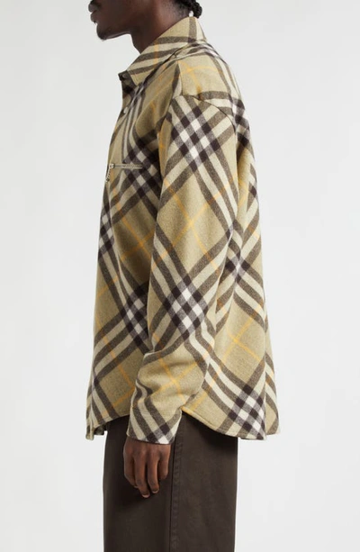 Burberry Wool Blend Overshirt In Neutrals
