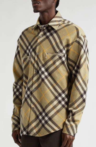 Burberry Wool Blend Overshirt In Neutrals