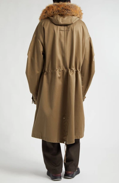 Shop Burberry Water Resistant Coat With Removable Faux Fur Trim In Silt