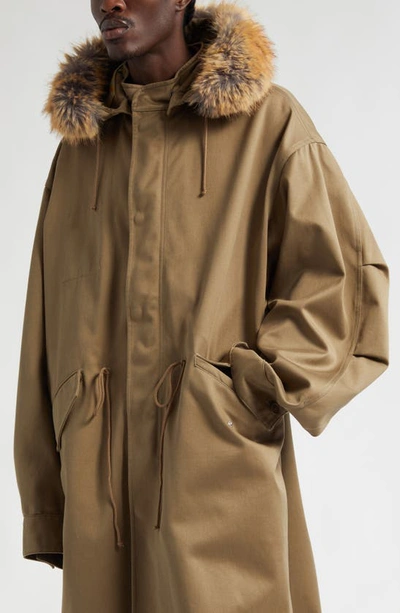 Shop Burberry Water Resistant Coat With Removable Faux Fur Trim In Silt