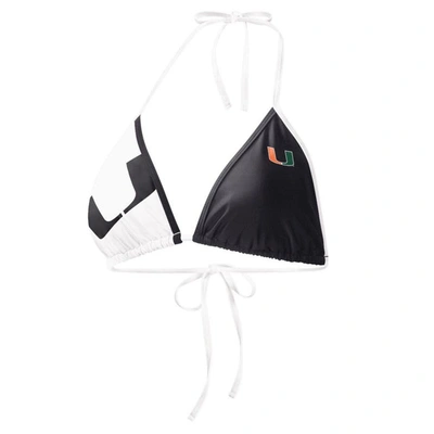 Shop G-iii 4her By Carl Banks Black/white Miami Hurricanes Play Action Bikini Top