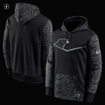 Shop Nike Black Carolina Panthers Rflctv Chevron Pullover Hoodie