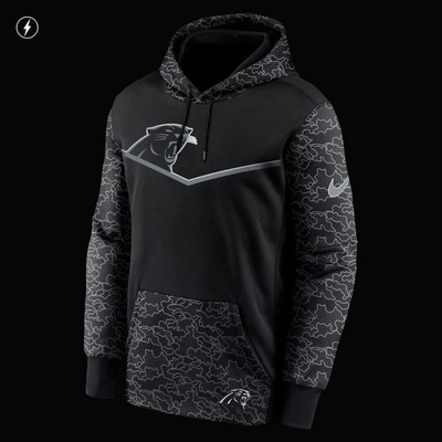 Shop Nike Black Carolina Panthers Rflctv Chevron Pullover Hoodie